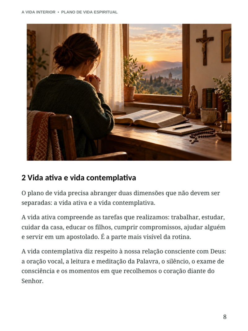 Página interna do Plano de Vida Espiritual